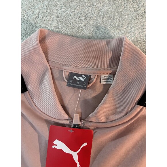 NWT PUMA Womens XL Rose Bomber Track Jacket Black Long Coat Zipper Pockets - Picture 4 of 7